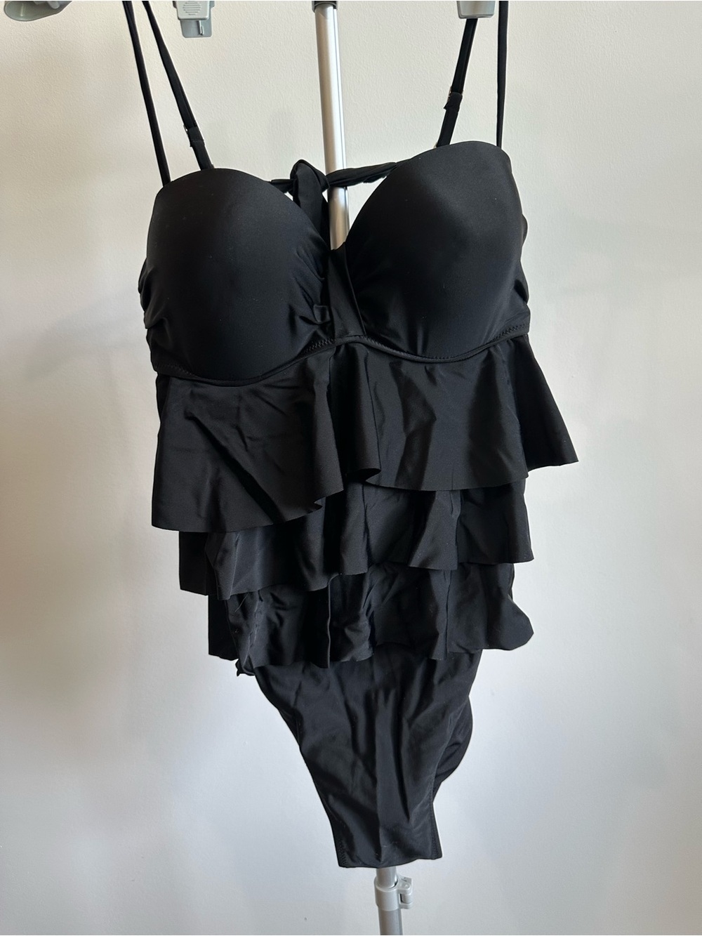 Black Ruffled One-Piece Swimsuit